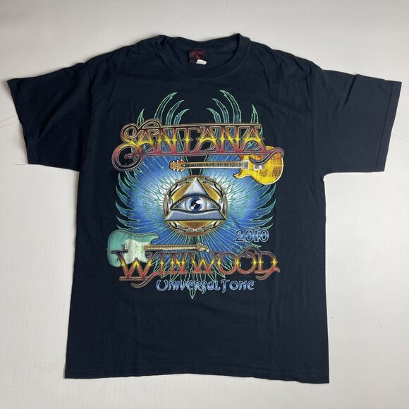 Y2K Band T-shirt 2010 Santana Official Winwood Shirt Universal Tone Tour Size L - Picture 1 of 13